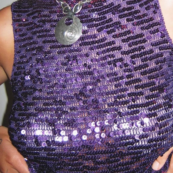 Purple sequin glitter party top - Picture 2 of 5
